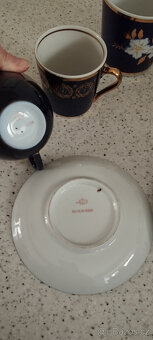 2x Kobaltový šálek s podšálkem, LFZ Lomonosov - 2