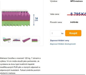 Matrace pěnová 2x 90x200x14 PUR pěny a kokosového vlákna - 2