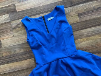 Nové modré šaty s černým volánem, vel XS a možní i XXS, Duet - 2