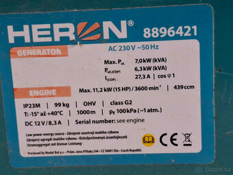 HERON 7 kW-elektrocentála na díly - 2