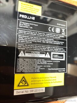 DVD portable player Proline bez zdroje. - 2