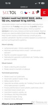 Střešní nosič na kolo na střechu auta SIXTOL - 2