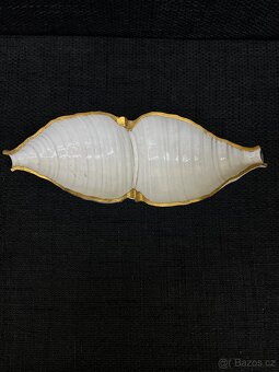 Vintage porcelánová mísa / etažérka na nožce – zlacený okraj - 2