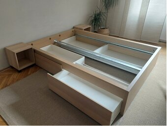 IKEA Malm postel s úložným prostorem + rošt + 2 noční stolky - 2