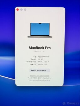 MacBook Pro 14” CTO 2021 /32GB/M1 Pro/1TB SSD DISK/Záruka - 2