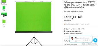 Zelené plátno na stojanu 150x180cm, výškově - 2