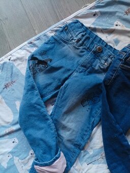 Dvoje zateplené džíny vel 116 palomino a dopodopo 110–115 cm - 2