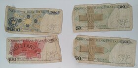 Polské Zloté - bankovky z minulé éry: 1000,100 a 2x50 - 2