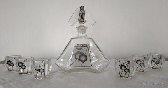 artdeco likérová souprava karafa+6 panáků, 20. léta - 2