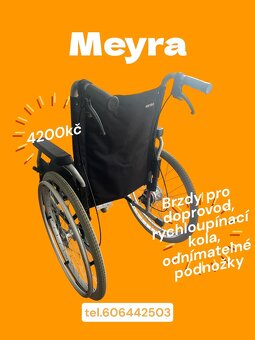 invalidní vozík meyra sed 43cm brzdy pro doprovod - 2