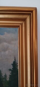 Hrad Zvíkov okr. Písek velký starožitný obraz olej - 2