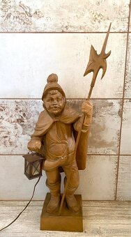 Stará velká dřevěná socha s osvětlením do zásuvky - 2