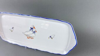 Podnos porcelánový s motivem hus, modrá linka - 2