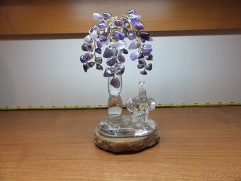 Krásný stromeček štěstí Ametyst a s figurkou slona. - 2