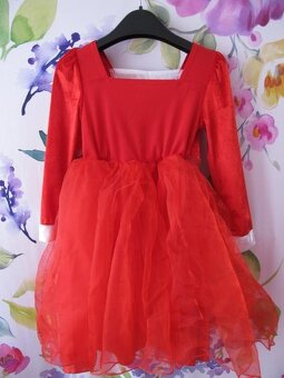 Sváteční vánoční červené tylové šaty vel.116 - 2