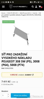 Síť do kufru Peugeot 308 se 2021+ - 2