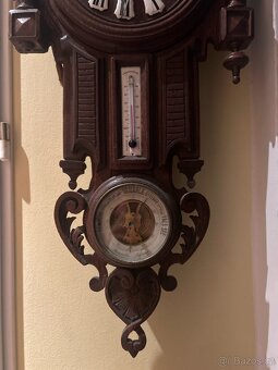 Starožitné nástěnné hodiny s barometrem a teploměrem - 2