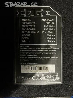 Subwoofer Edge EDB10A-E2, 750watts - 2