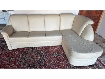 Krémová kožená rohová sedačka,5249 - 2