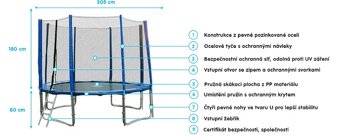 Trampolína 305 cm s ochrannou sítí - 2