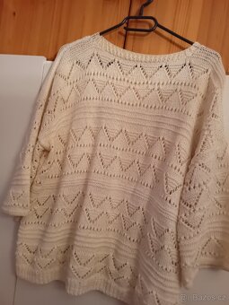 Bílý pletený krémový Vintage svetr, velikost XL - 2