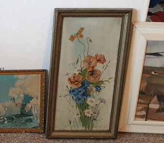 Originální obraz - kytice, podpis Juřic, 1938, 34x63cm - 2