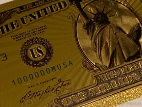 zlacená bankovka 1 000 000,- USD - 2