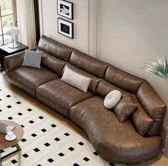 Luxusní kožená rohová pohovka 3,6 m – moderní design - 2