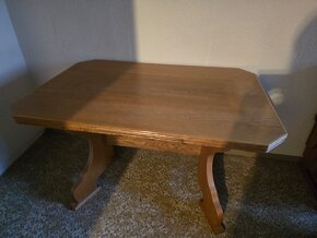 Lavice rohová, stůl a 2 židle - masivní dřevo - 2