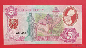 Bankovka 5 korun OBLAST ČECHY hrad KARLŠTEJN, č. A00453, UNC - 2