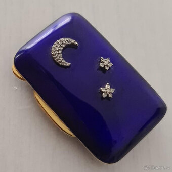 Ruská krabička stříbrná 88 pozlacená smaltem a diamanty - 2