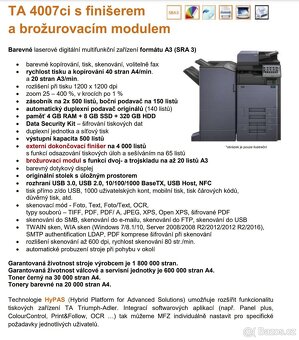 Multifunkční tiskárna a finišér kyrocera 4007ci - 2