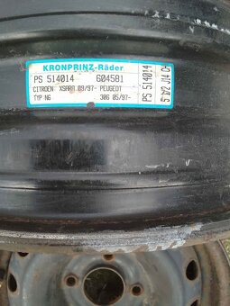 Plechové disky 5,5x 14, originál Citroen, Peugeot - 2
