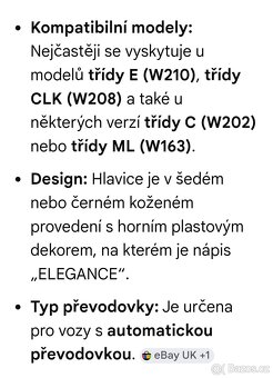 Hlavice řadící páky Mercedes automat - 2
