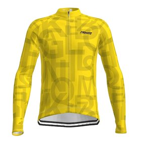 Pánský cyklistický dres žlutý s dlouhým rukávem - 2