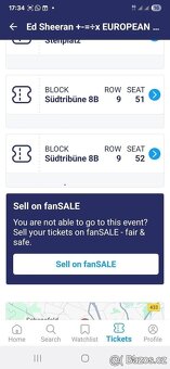 2x stání a 2x sezení Ed Sheeran koncert Hamburk 6.7.2025 - 2