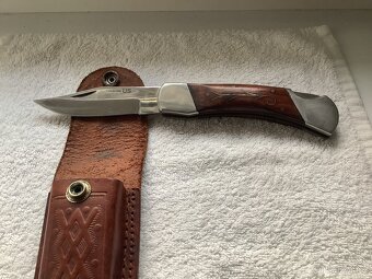Lovecký zavírací nůž + kožené pouzdro - 2