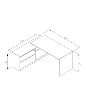 Rohový psací stůl bílý/beton - UMAR - 2