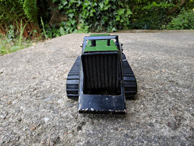 Starý plechový zelený Bagr Buldozer - 2
