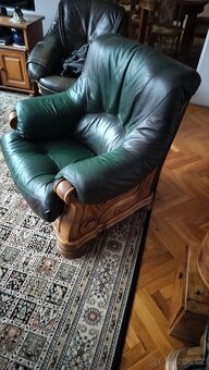 Dřevěné křeslo s koženým potahem - 2