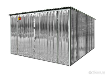 Plechová garáž Superstal 4x6m dvoukřídlá vrata, pozink - 2