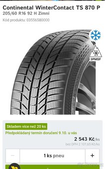 205/60 R16 zimní sada pneumatik 8mm - 2