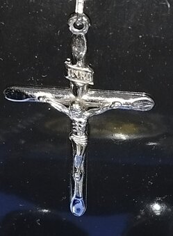 NOVÝ ZABALENÝ Přívěsek křížek zlatý 585 14karatu BÍLÉ ZLATO - 2