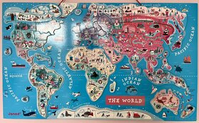 Dětská magnetická nástěnná mapa světa Janod - 2