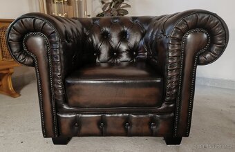 Kožené, Chesterfield křeslo. TOP - 2