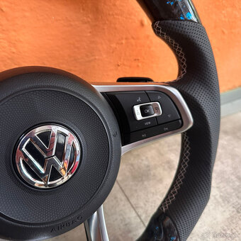 VOLANT VOLKSWAGEN R RLINE GTD GTI - KOZA / Modry KARBÓN - 2