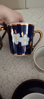 Sada 2x kobaltový hrnek s květem jablka z 60. let - 2