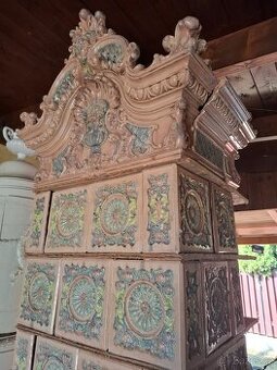 Kachlová kamna starozitná, barevná - 2