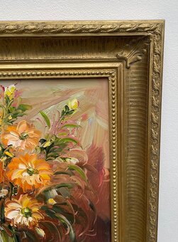 Nádherný obraz KVĚTINY VE VÁZE olej na plátně - 2