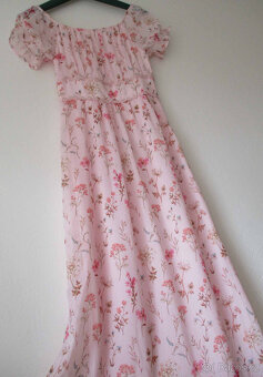 Dlouhé květované šaty růžové carmen Orsay S 36 - 2